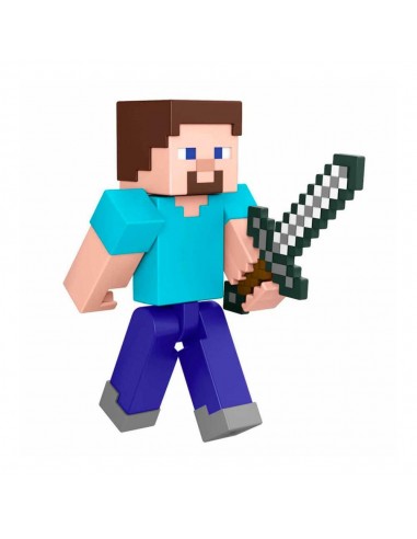 Figura Minecraft Steve con Accesorios - 8 cm