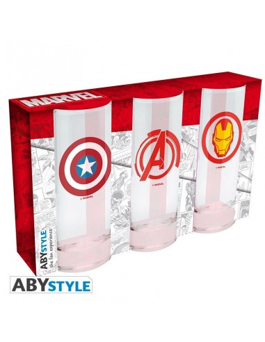 Set 3 vasos Vengadores, Capitán América y Iron Man - Marvel